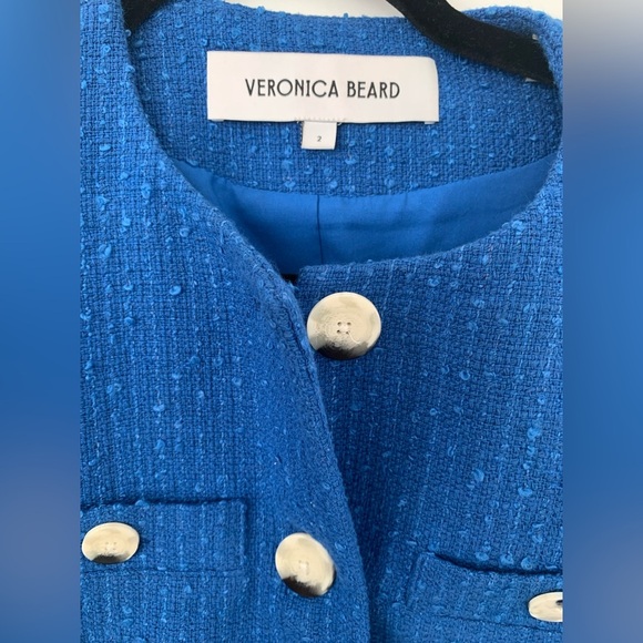 Veronica Beard Tamara tweed cotton blend vest cobalt - Picture 10 of 11